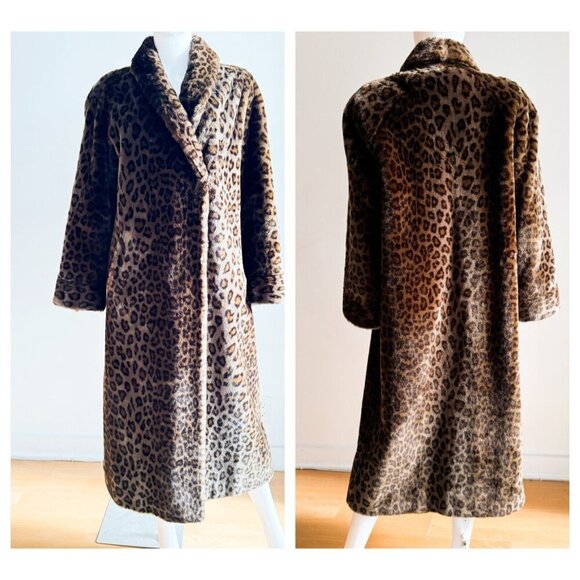 La Maison De La Fausse Fourrure Paris Long FAux  Fur animal  Print Coat L - Picture 1 of 11